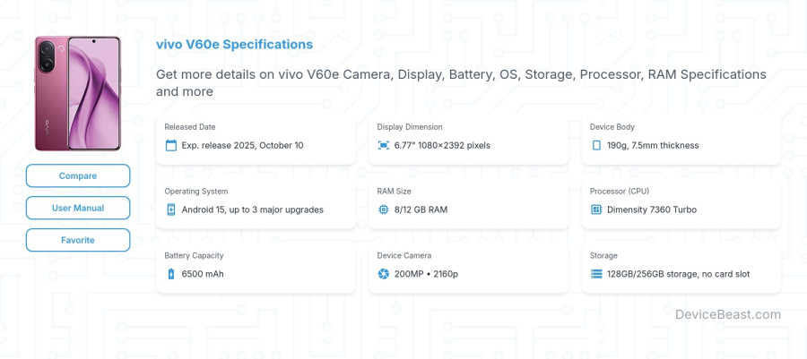 vivo V60e specifications overview cover