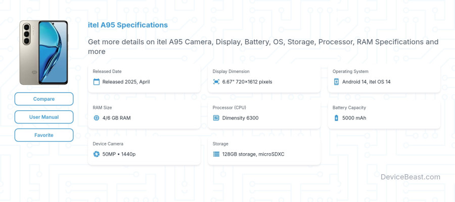 itel A95 specifications overview cover