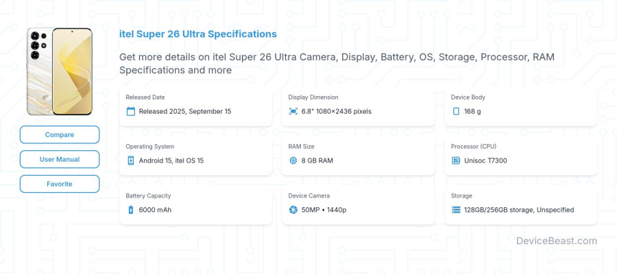 itel Super 26 Ultra specifications overview cover