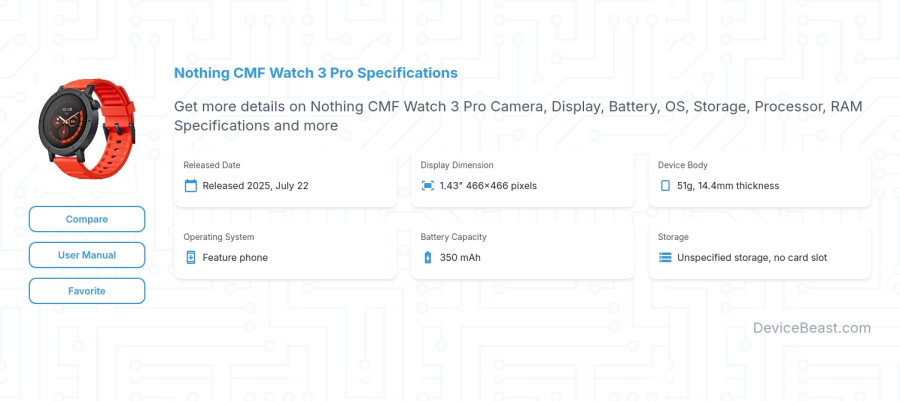 Nothing CMF Watch 3 Pro specifications overview cover