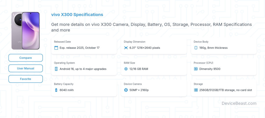 vivo X300 specifications overview cover