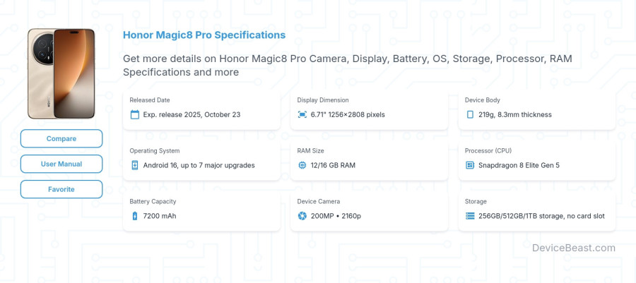 Honor Magic8 Pro specifications overview cover