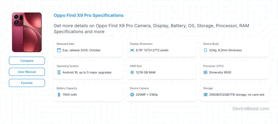 Oppo Find X9 Pro specifications overview cover
