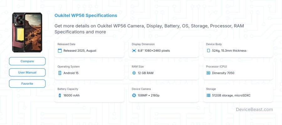 Oukitel WP56 specifications overview cover