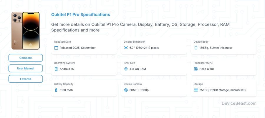 Oukitel P1 Pro specifications overview cover