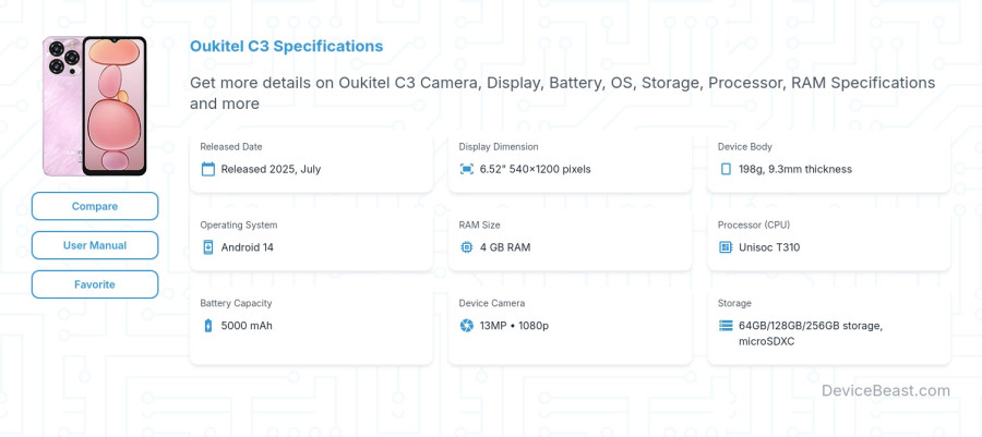 Oukitel C3 specifications overview cover