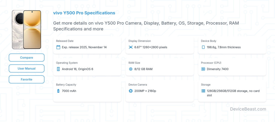 vivo Y500 Pro specifications overview cover