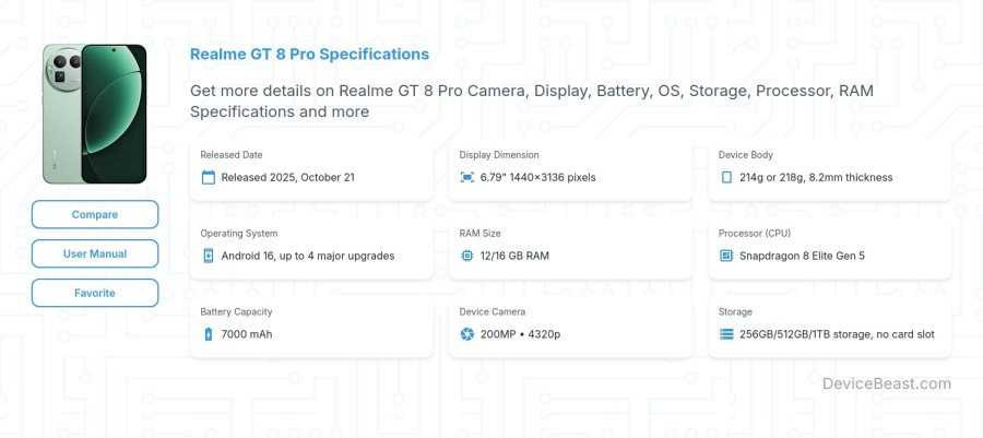 Realme GT 8 Pro specifications overview cover