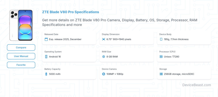 ZTE Blade V80 Pro specifications overview cover