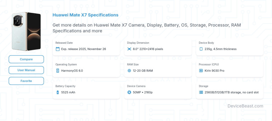 Huawei Mate X7 specifications overview cover