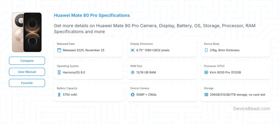 Huawei Mate 80 Pro specifications overview cover