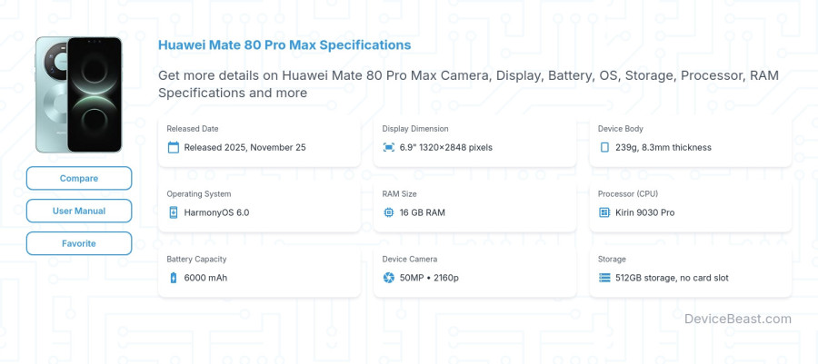 Huawei Mate 80 Pro Max specifications overview cover