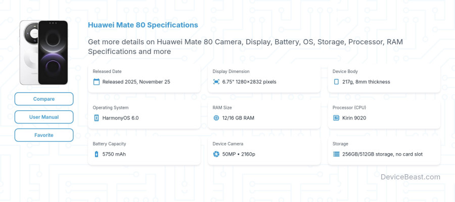 Huawei Mate 80 specifications overview cover