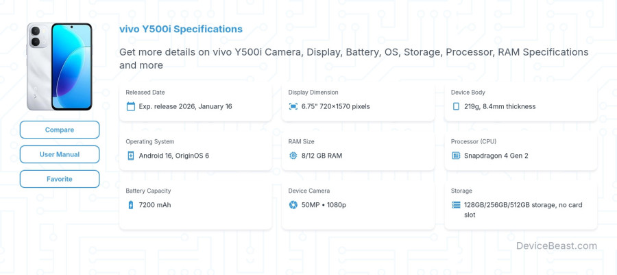 vivo Y500i specifications overview cover