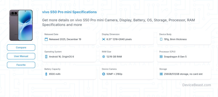 vivo S50 Pro mini specifications overview cover