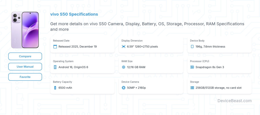 vivo S50 specifications overview cover