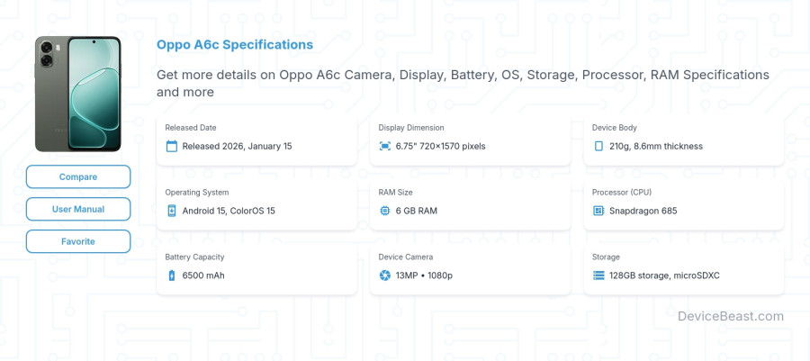 Oppo A6c specifications overview cover