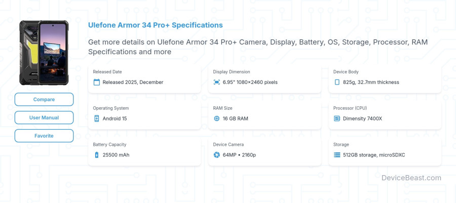 Ulefone Armor 34 Pro+ specifications overview cover