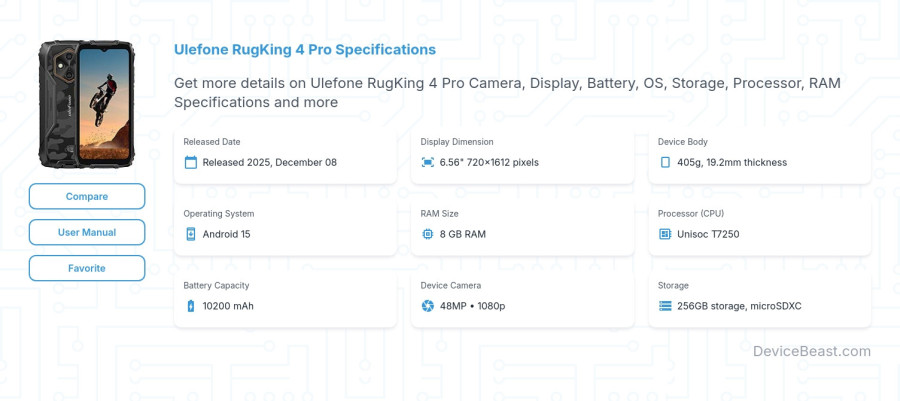 Ulefone RugKing 4 Pro specifications overview cover