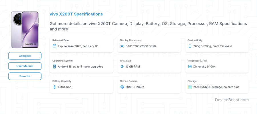 vivo X200T specifications overview cover