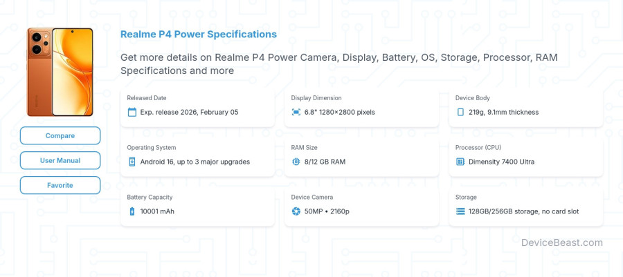 Realme P4 Power specifications overview cover