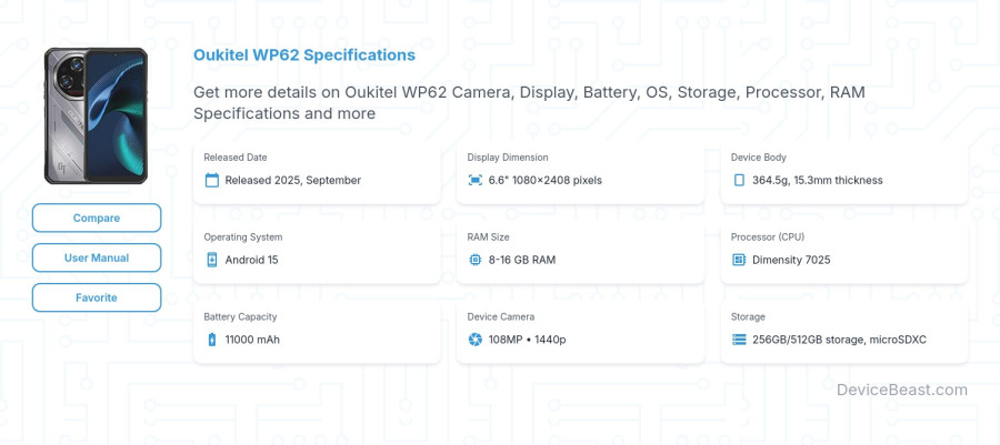 Oukitel WP62 specifications overview cover