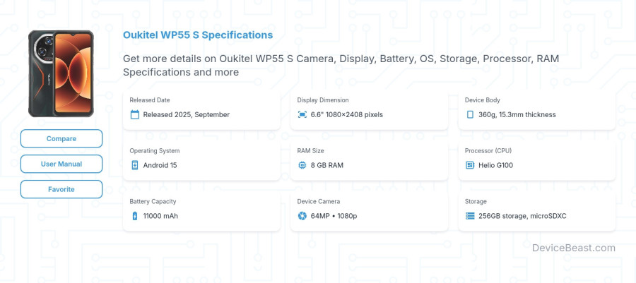 Oukitel WP55 S specifications overview cover