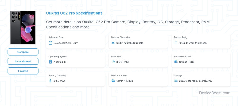 Oukitel C62 Pro specifications overview cover