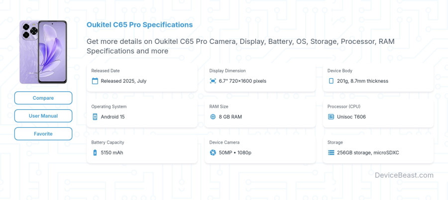 Oukitel C65 Pro specifications overview cover