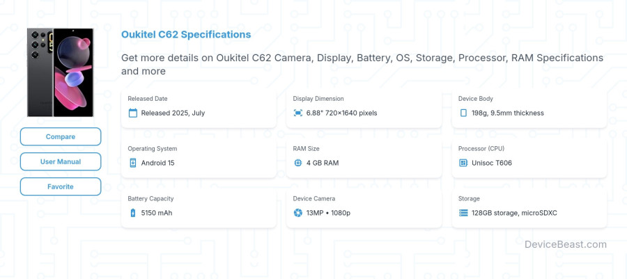 Oukitel C62 specifications overview cover