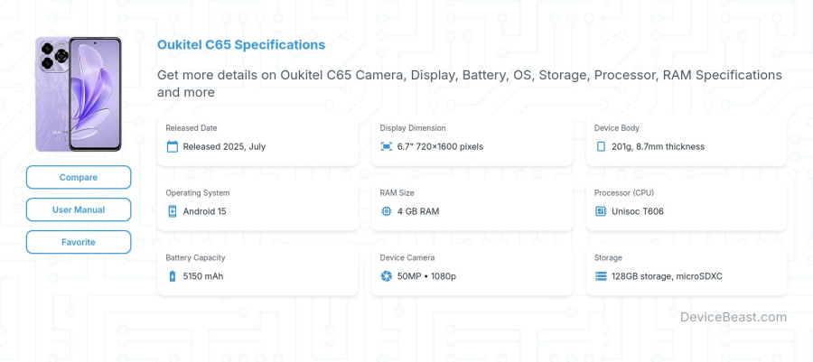 Oukitel C65 specifications overview cover