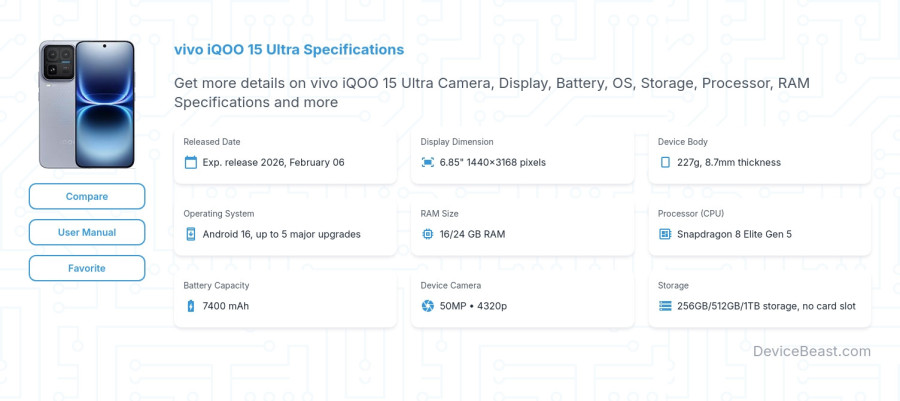 vivo iQOO 15 Ultra specifications overview cover
