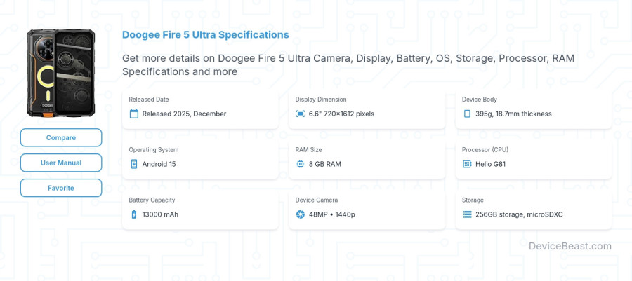 Doogee Fire 5 Ultra specifications overview cover