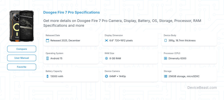 Doogee Fire 7 Pro specifications overview cover
