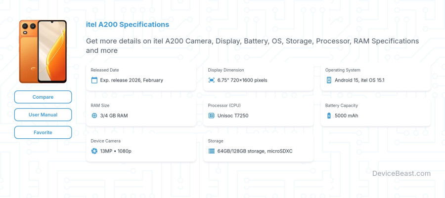 itel A200 specifications overview cover