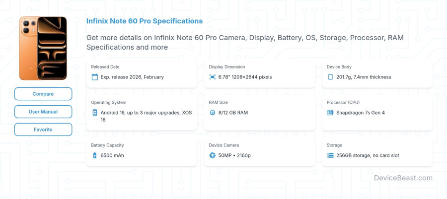 Infinix Note 60 Pro specifications overview cover