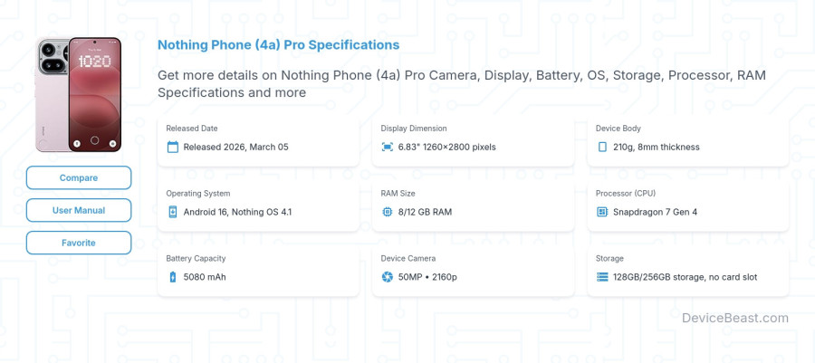 Nothing Phone (4a) Pro specifications overview cover