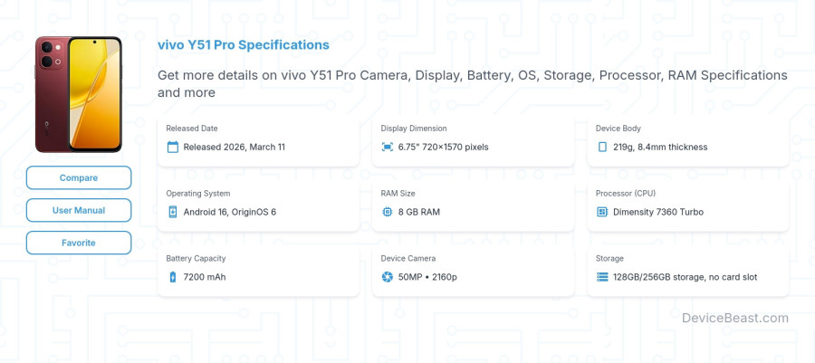 vivo Y51 Pro specifications overview cover