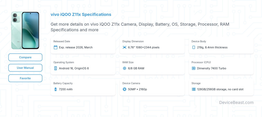vivo iQOO Z11x specifications overview cover