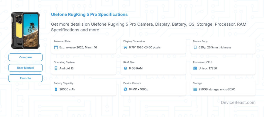 Ulefone RugKing 5 Pro specifications overview cover