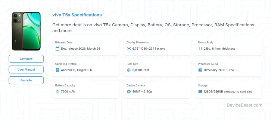 vivo T5x specifications overview cover
