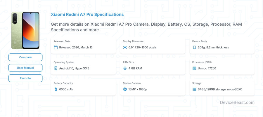 Xiaomi Redmi A7 Pro specifications overview cover