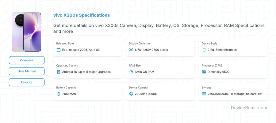 vivo X300s specifications overview cover