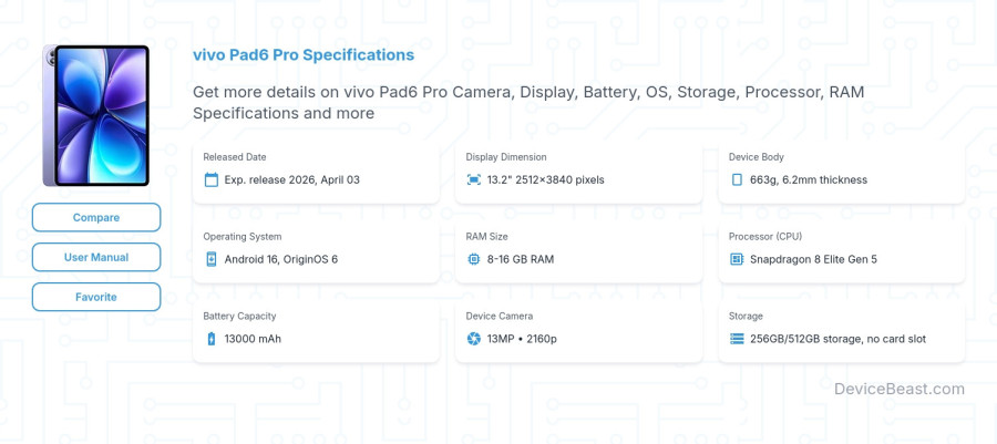 vivo Pad6 Pro specifications overview cover