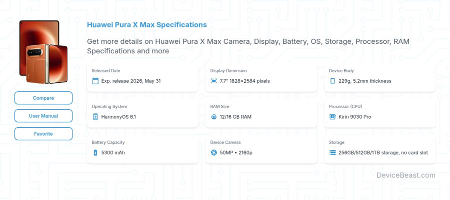 Huawei Pura X Max specifications overview cover