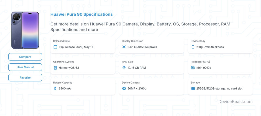 Huawei Pura 90 specifications overview cover