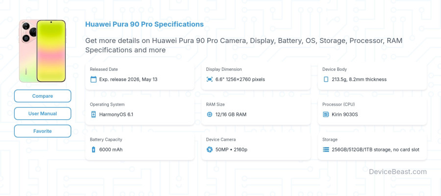 Huawei Pura 90 Pro specifications overview cover