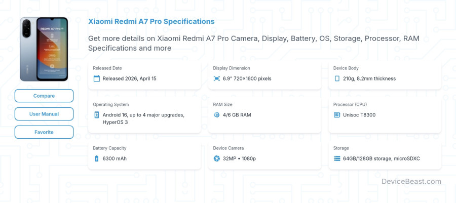 Xiaomi Redmi A7 Pro specifications overview cover