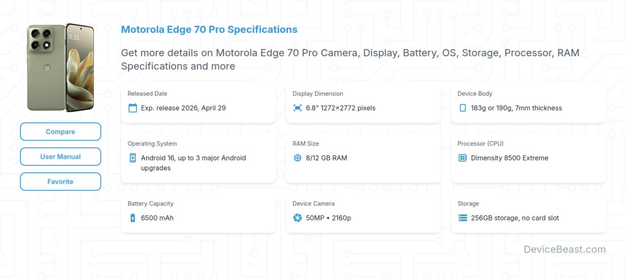 Motorola Edge 70 Pro specifications overview cover