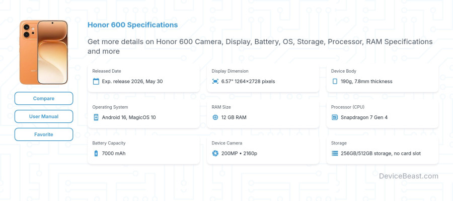 Honor 600 specifications overview cover
